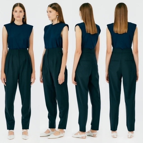 New Tibi Tropical Wool Blend Yasmeen High Waisted Black Trouser Pants NWT Size 4 - Picture 3 of 16